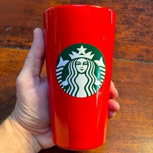 Starbucks Holiday Red Ceramic 12-oz Tumbler *NO LID*